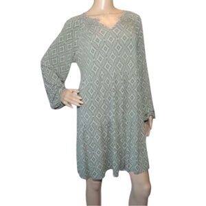 Wonderly Olive Green Peasant Midi Dress Above Knee Size Large